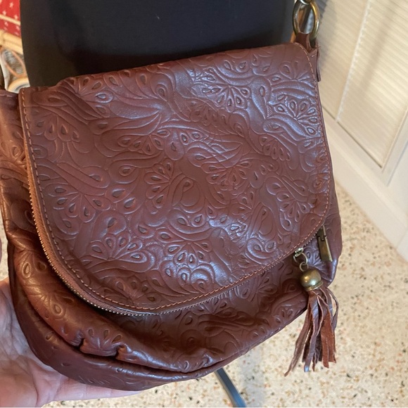 BORSE IN PELLE BOHEMIAN Brown Tooled Leather Crossbody Handbag! Great condition! - Picture 6 of 12
